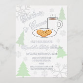 ココア＆クッキー ベビーシャワー 箔招待状 (正面)