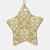 ココア&クリームダマスク セラミックオーナメント (左)