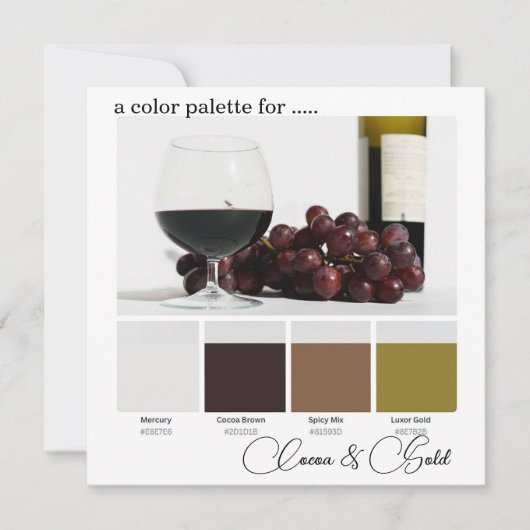 ココア ブラウン ゴールド エレガント カラー パレット カード (正面)