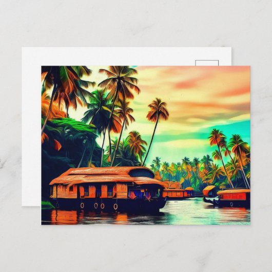 ココエレガントヤシの木のケララ自然景観 ポストカード (正面/裏面)