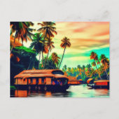 ココエレガントヤシの木のケララ自然景観 ポストカード (正面)