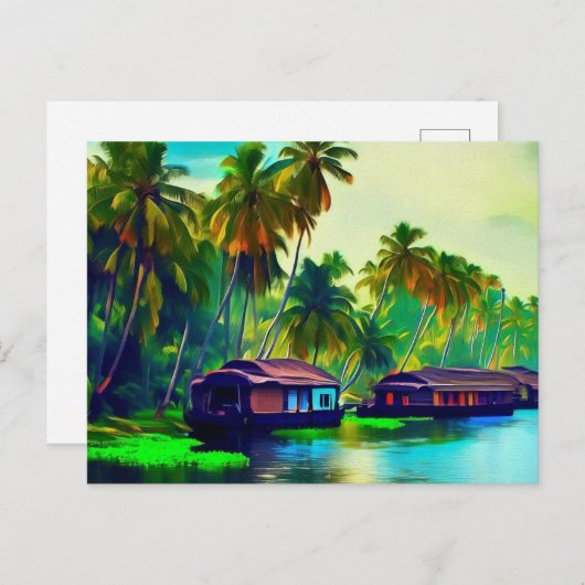 ココエレガントヤシの木のケララ自然景観 ポストカード (正面/裏面)