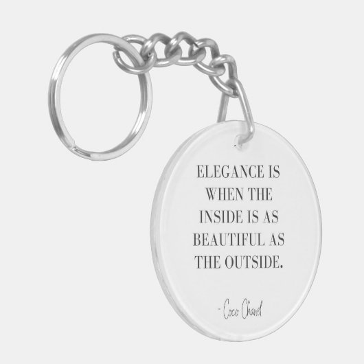 ココシャネル引用文エステシックキエレガントーチェーン キーホルダー (正面左)