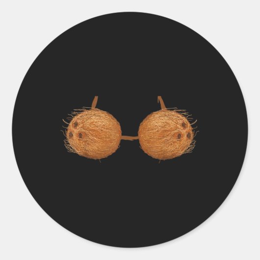 ココナッツおもしろいサマーココナッツブラハロウィンコスタム ラウンドシール (正面)