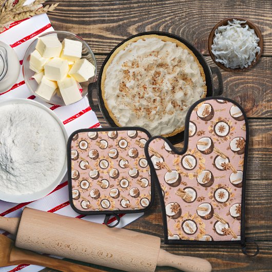 ココナッツとスパイスピンク 鍋つかみ&鍋敷きセット