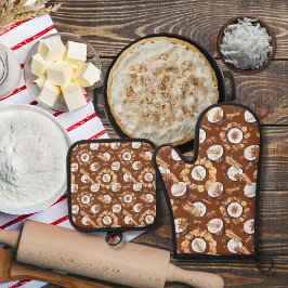 ココナッツとスパイス茶色 鍋つかみ&鍋敷きセット