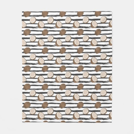 ココナッツのグランジパタストライプーン フリースブランケット (正面)