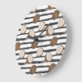 ココナッツのグランジパタストライプーン ラージ壁時計 (傾斜)