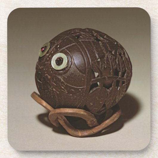 ココナッツは顔、c.1895に彫刻しました コースター (正面)