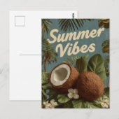 ココナッツや熱帯植物の葉が多い「夏の雰囲気」 ポストカード (正面/裏面)