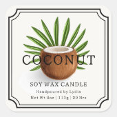 ココナッツエレガント大豆ワックスキャンドルビジネスラベル スクエアシール (正面)