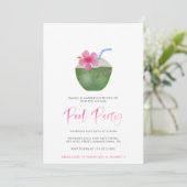 ココナッツカクテルアダルトトロピカルプールパーティー 招待状 (スタンド正面)