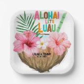 ココナッツカクテルトロピカルルアウ(ハワイ式宴会)カップルシャワー ペーパープレート (正面)