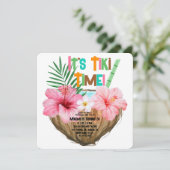 ココナッツカクテルトロピカル誕生日ティキパーティー 招待状 (スタンド正面)