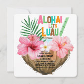 ココナッツカクテルルアウ(ハワイ式宴会)シャワートロピカルハワイアン 招待状 (正面)