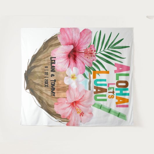 ココナッツカクテル |アロハルアウ（ハワイ式宴会）熱帯ハワイアン タペストリー (正面(横))