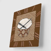 ココナッツカップケーキ日本の、渦巻き背景 スクエア壁時計 (傾斜)