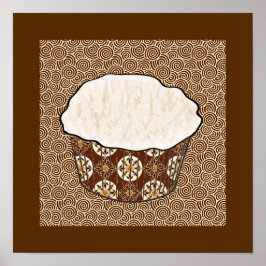 ココナッツカップケーキ日本の、渦巻き背景 ポスター