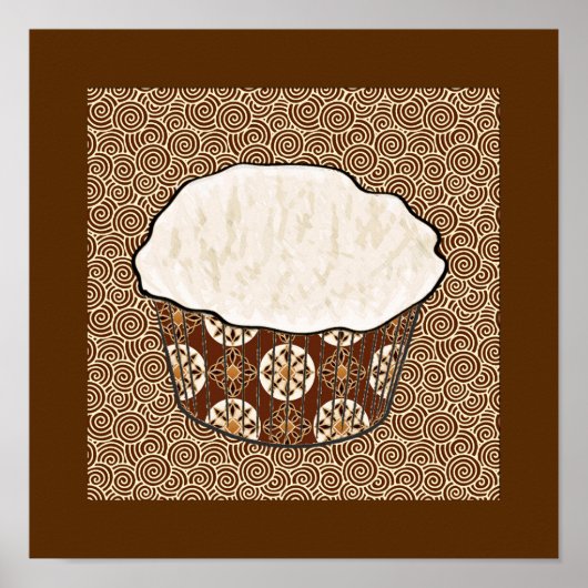 ココナッツカップケーキ日本の、渦巻き背景 ポスター (正面)