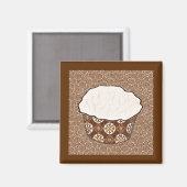 ココナッツカップケーキ日本の、渦巻き背景 マグネット (正面/裏面)