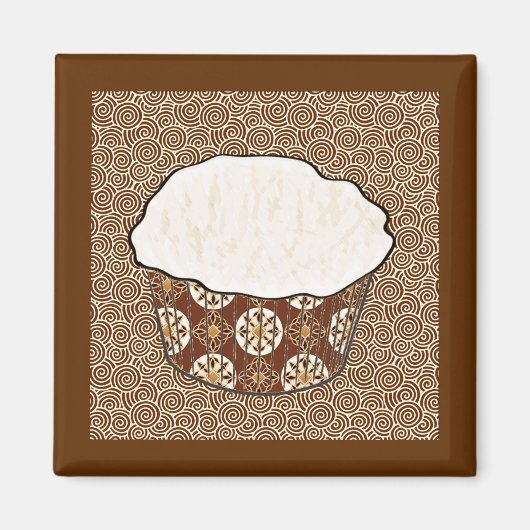 ココナッツカップケーキ日本の、渦巻き背景 マグネット (正面)