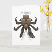 ココナッツカニ漫画イラストレーション カード (黄色い花)