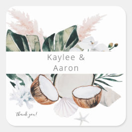 ココナッツコーラル&ホワイトフローラサンキュー スクエアシール