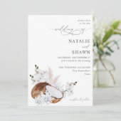 ココナッツコーラル&ホワイトフローラ結婚ズ 招待状 (スタンド正面)