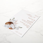 ココナッツコーラル&ホワイトフローラ結婚ズ 箔招待状 (回転した状態)