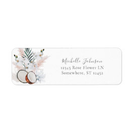 ココナッツコーラル&ホワイトフローラ2差出人住所ラベル ラベル