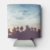 ココナッツツリーのシルエット、熱帯の夕日。 缶クーラー (裏面)