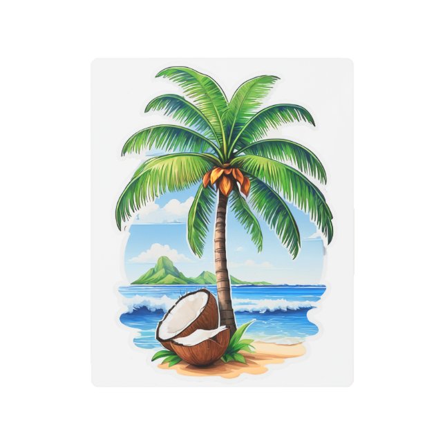 ココナッツツリートロピカルアイランド メタルプリント (正面)
