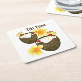 ココナッツティキタイムバーカクテル スクエアペーパーコースター (アングル)