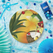 ココナッツティキバールアウ（ハワイ式宴会）トロピカル紙プレート ペーパープレート (パーティー)