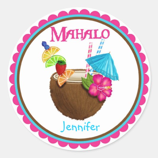 ココナッツトロピカルドリンクステッカー ラウンドシール (正面)
