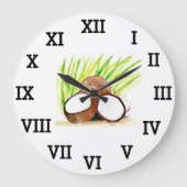 ココナッツトロピカルフルーツサマーウォーターカラーフード ラージ壁時計 (正面)