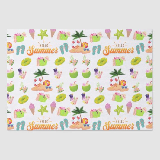 ココナッツパターンと夏のシームレス 薄葉紙 (正面)