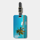 ココナッツパームツリーオントロピカルパラダイスビーチ ラゲッジタグ (正面縦)