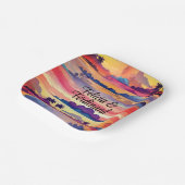 ココナッツパームツリーカラフルコースタルサンセット ペーパープレート (傾斜あり)