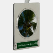 ココナッツパームツリートロピカル自然 シルバープレートバナーオーナメント (右)