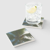ココナッツパームツリートロピカル自然 ストーンコースター (横)