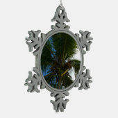 ココナッツパームツリートロピカル自然 スノーフレークピューターオーナメント (左)