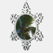 ココナッツパームツリートロピカル自然 スノーフレークピューターオーナメント (右)