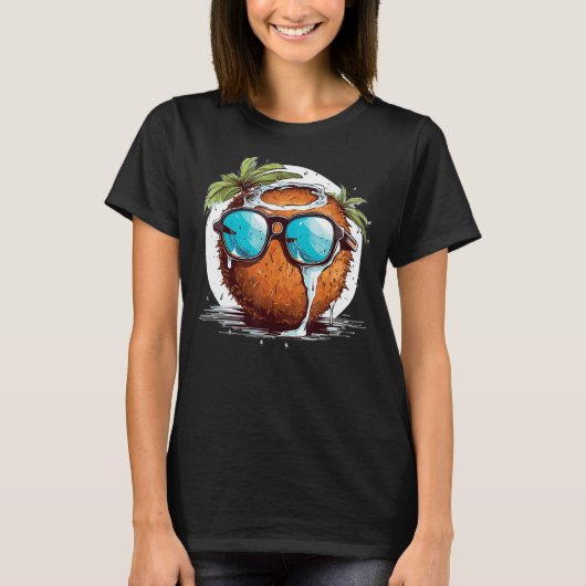ココナッツミルクおもしろいサングラス Tシャツ (正面)
