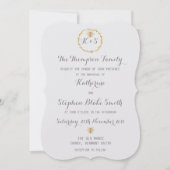 ココナッツミルクホワイトゴールドフォイルゴールデンビー結婚ズ 招待状 (正面)