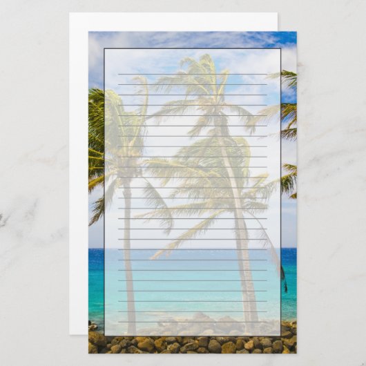 ココナッツヤシの木(Cocos nucifera)が揺れる 便箋 (正面/裏面)