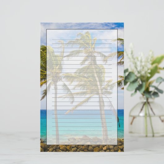 ココナッツヤシの木(Cocos nucifera)が揺れる 便箋 (スタンド正面)