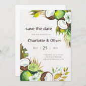 ココナッツライム保存日付 招待状 (正面/裏面)