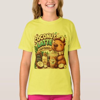ココナッツラテカピバラ | かわいいカピバラのコーヒーデザイン Tシャツ