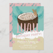 ココナッツルアウ(ハワイ式宴会)トロピカルバースデーパーティー 招待状 (正面/裏面)